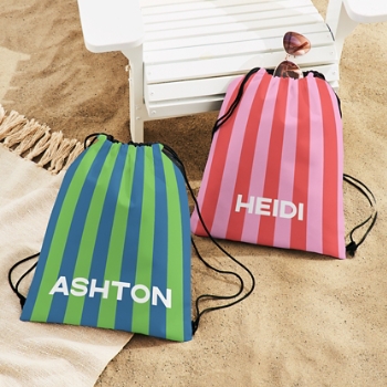 Vertical Stripes Drawstring Bag
