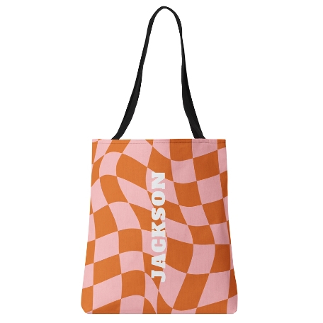 Wavy Checkerboard Tote - Orange                   