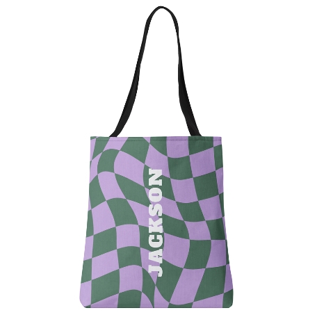 Wavy Checkerboard Tote - Purple                   