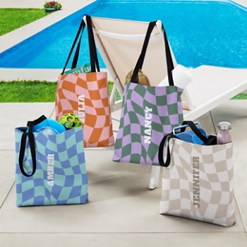 Wavy Checkerboard Tote Bag