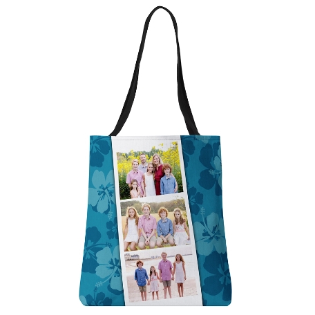 Hibiscus Flowers Photo Bag Tote - Blue