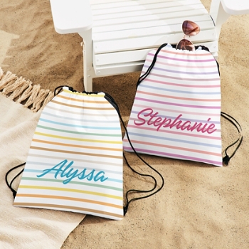 Horizontal Stripes Drawstring Bag