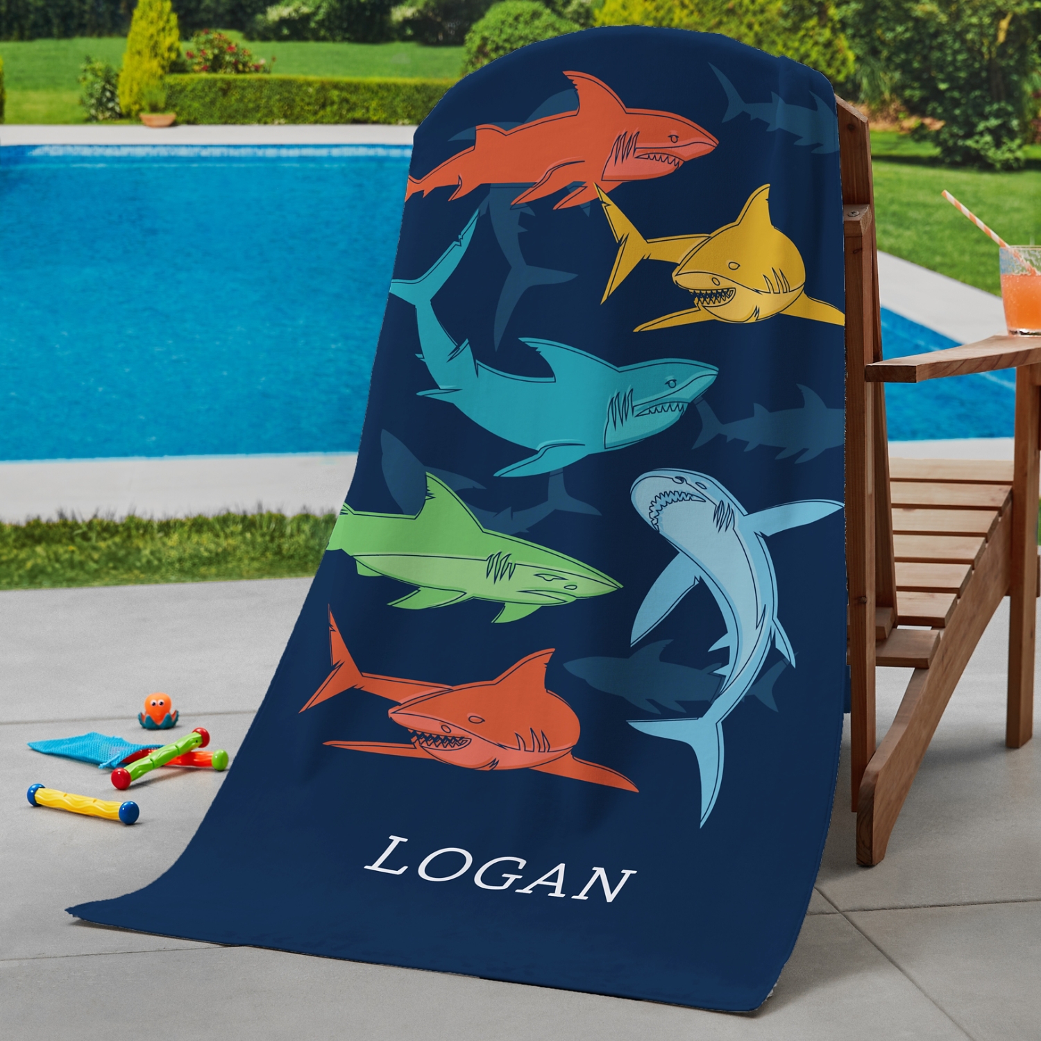 Colorful Sharks Beach Towel