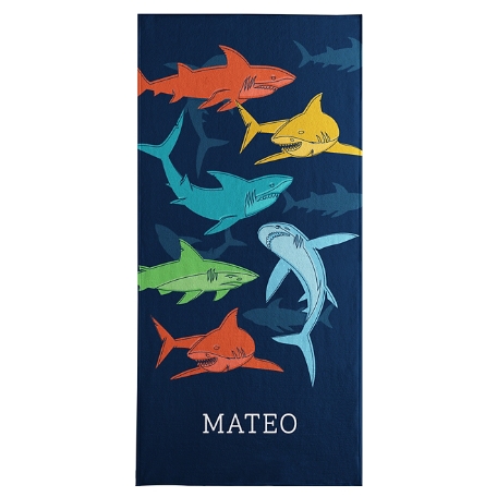 Colorful Sharks Beach Towel - Standard