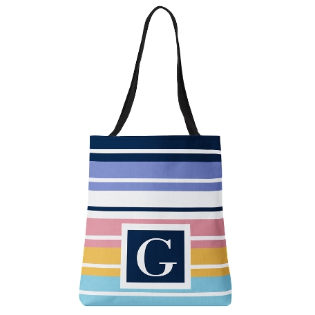 Initial Stripes Tote Bag - Pastel Stripe