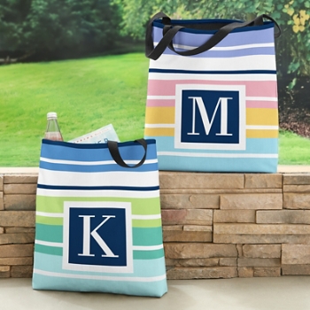 Initial Stripes Tote Bag