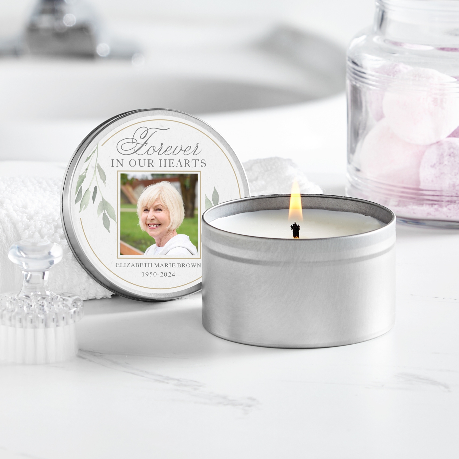 Forever In Our Hearts Photo Canister Candle