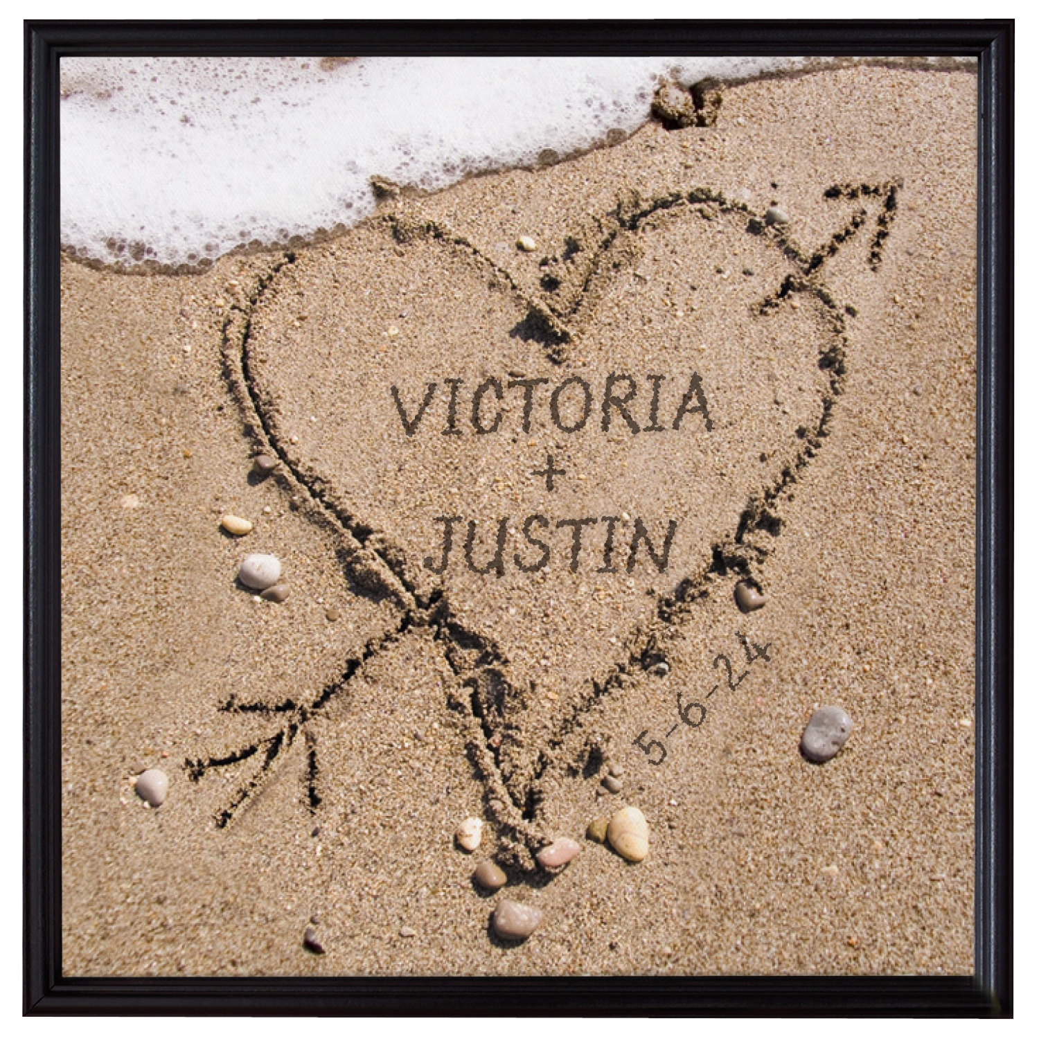 Heart in Sand Canvas - 16x16-Framed