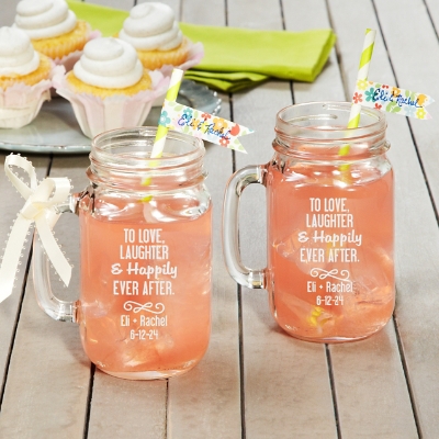 Cheers to the Happy Couple! Personalized Mason Jars