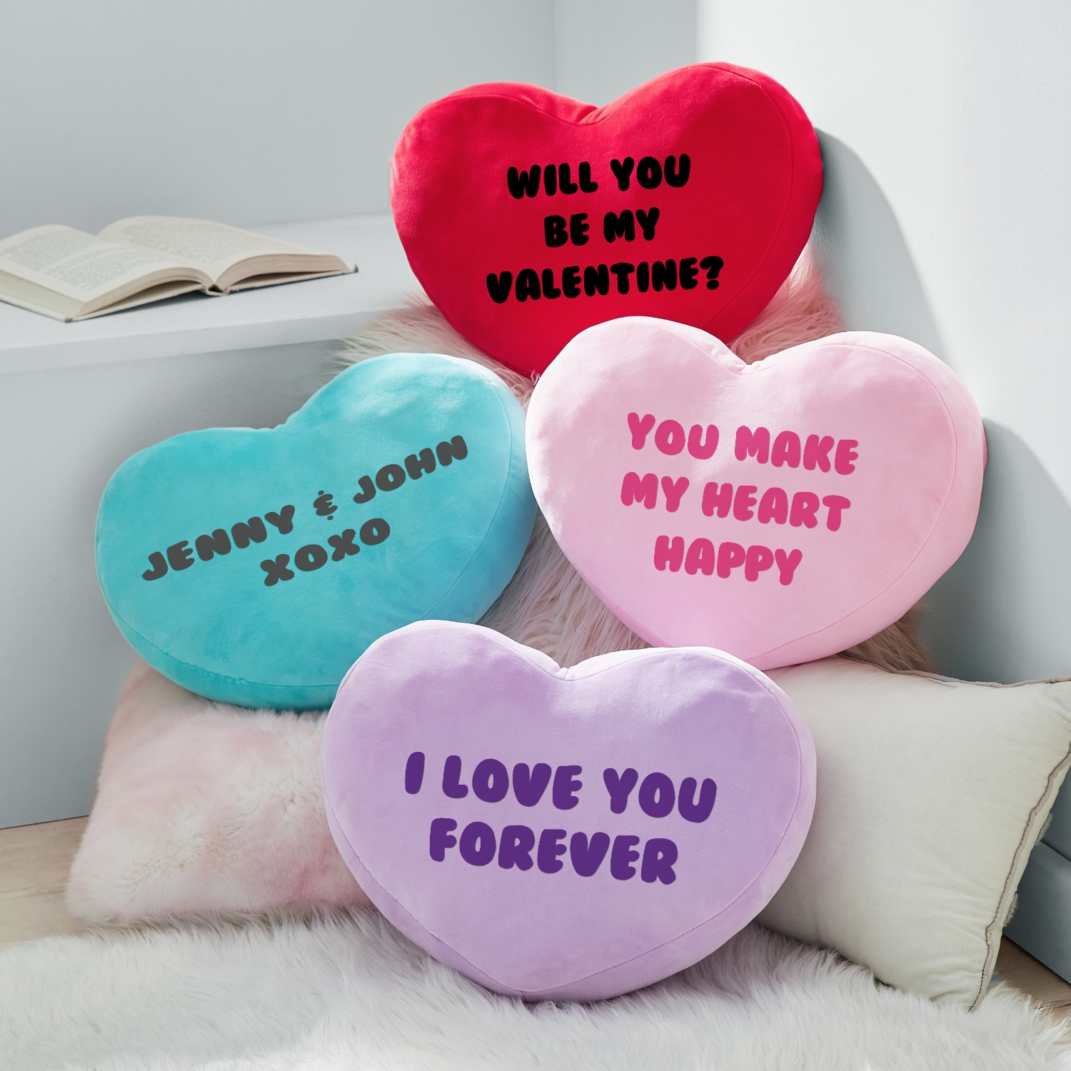 Soft Heart Personalized Message Pillow