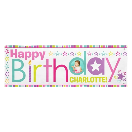 Birthday Photo Banner - Pink-6ft