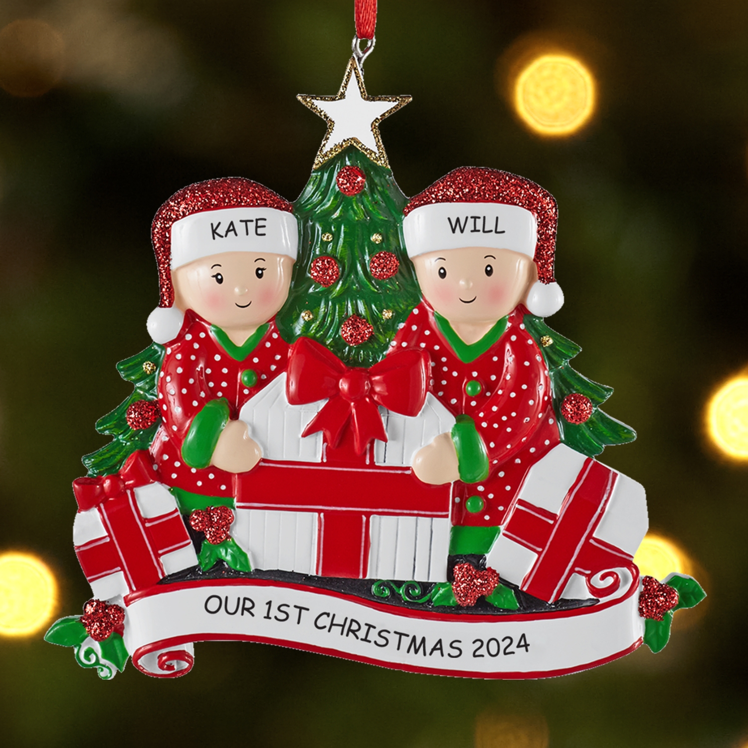 Family Opening Presents Ornament