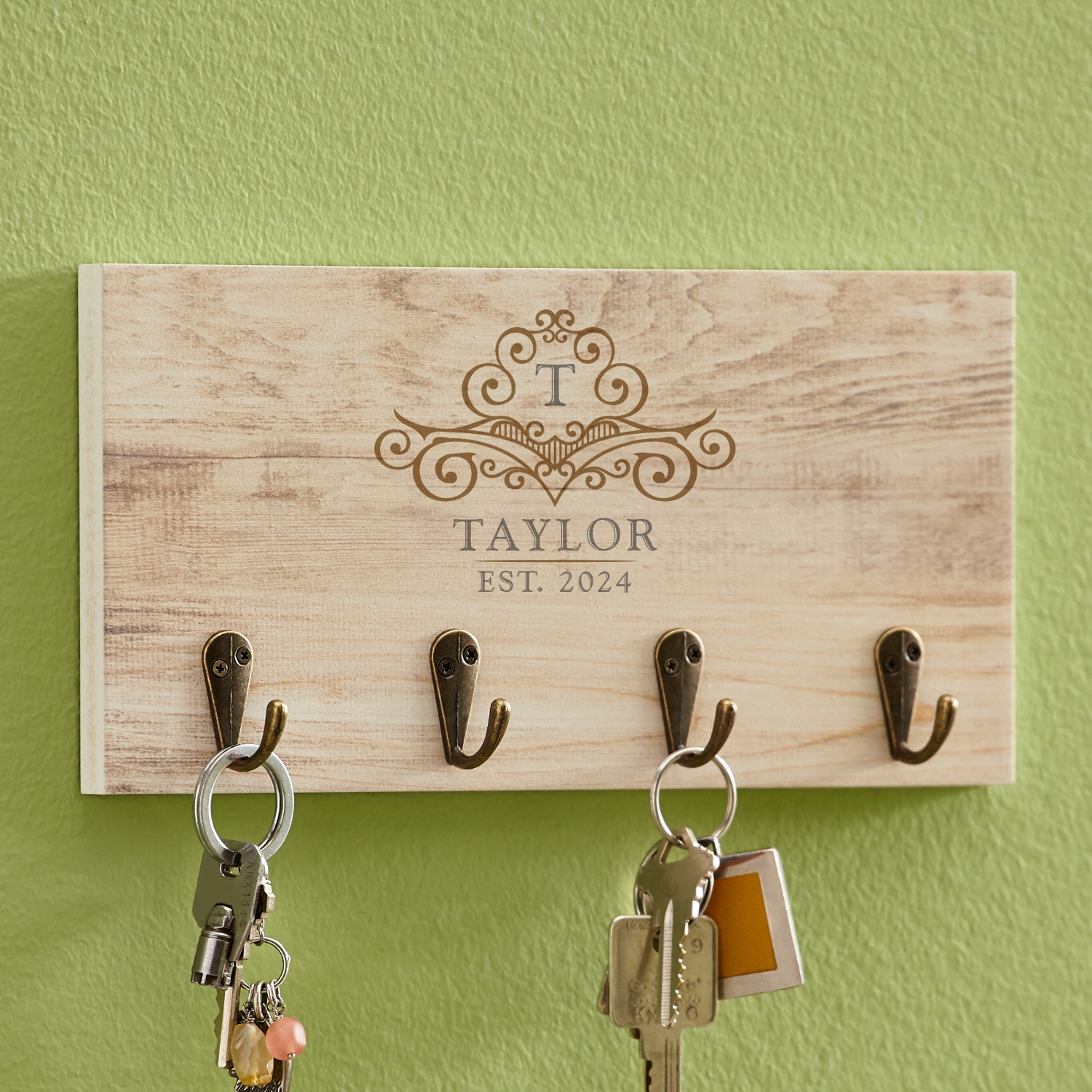 Elegant Monogram & Name Key Hook