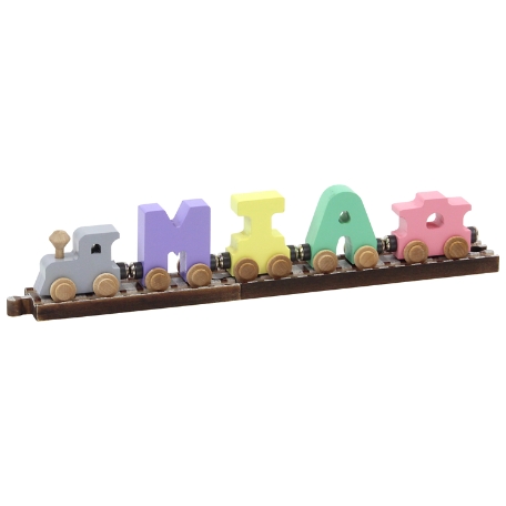 Pastel Wooden Name Train - 3 Letters with Track