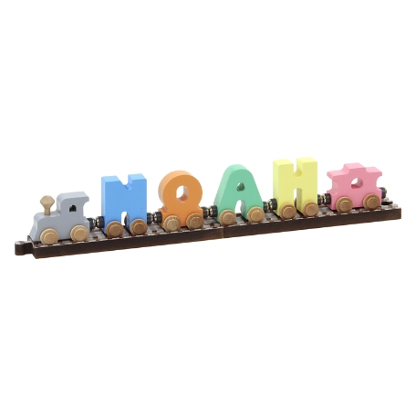 Pastel Wooden Name Train - 4 Letters With Track