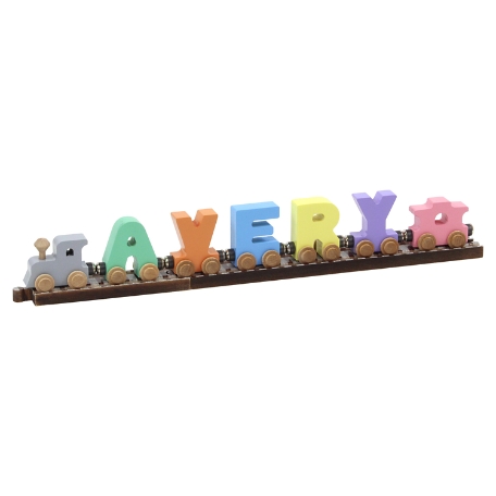Pastel Wooden Name Train - 5 Letters With Track