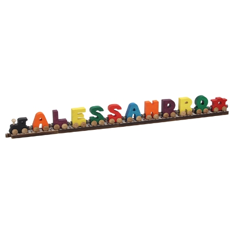 Primary Wooden Name Train - 10 Letters With Track