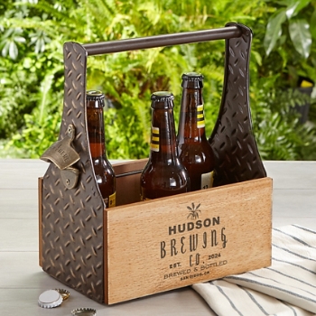 Barley Wooden Personalized Beer Caddy