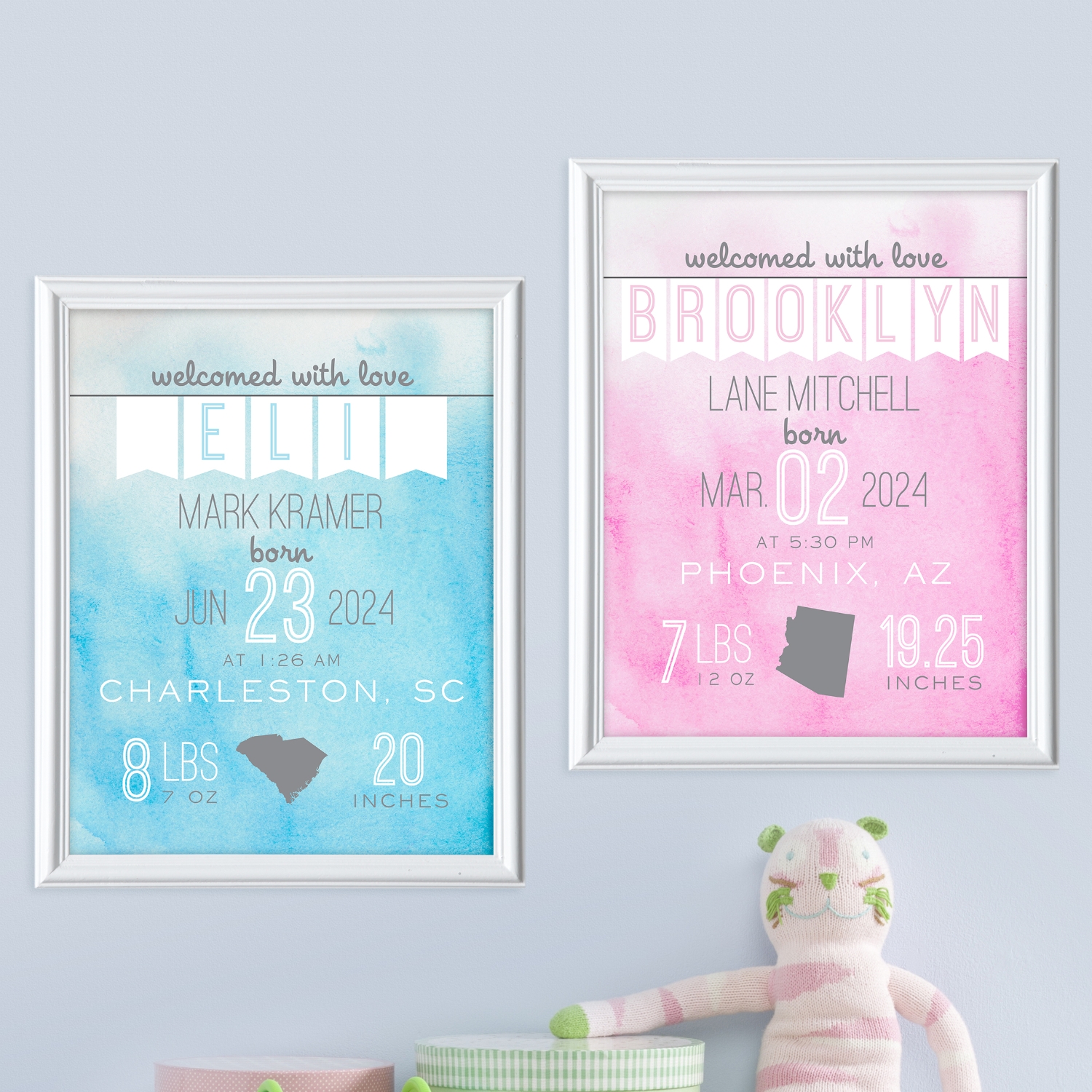 Water Color Baby Welcome Framed Print