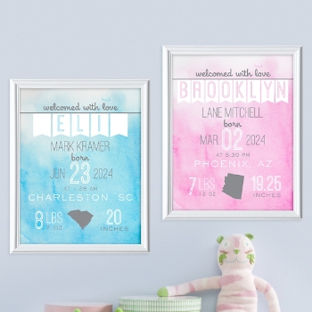 Water Color Baby Welcome Framed Print