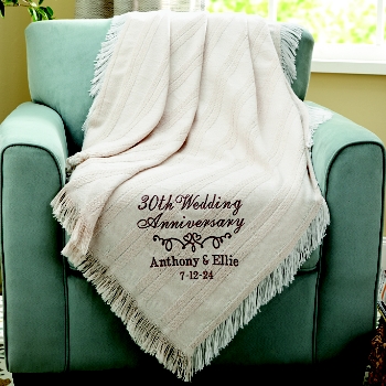 Sophisticated Anniversary Personalized Embroidered Blanket