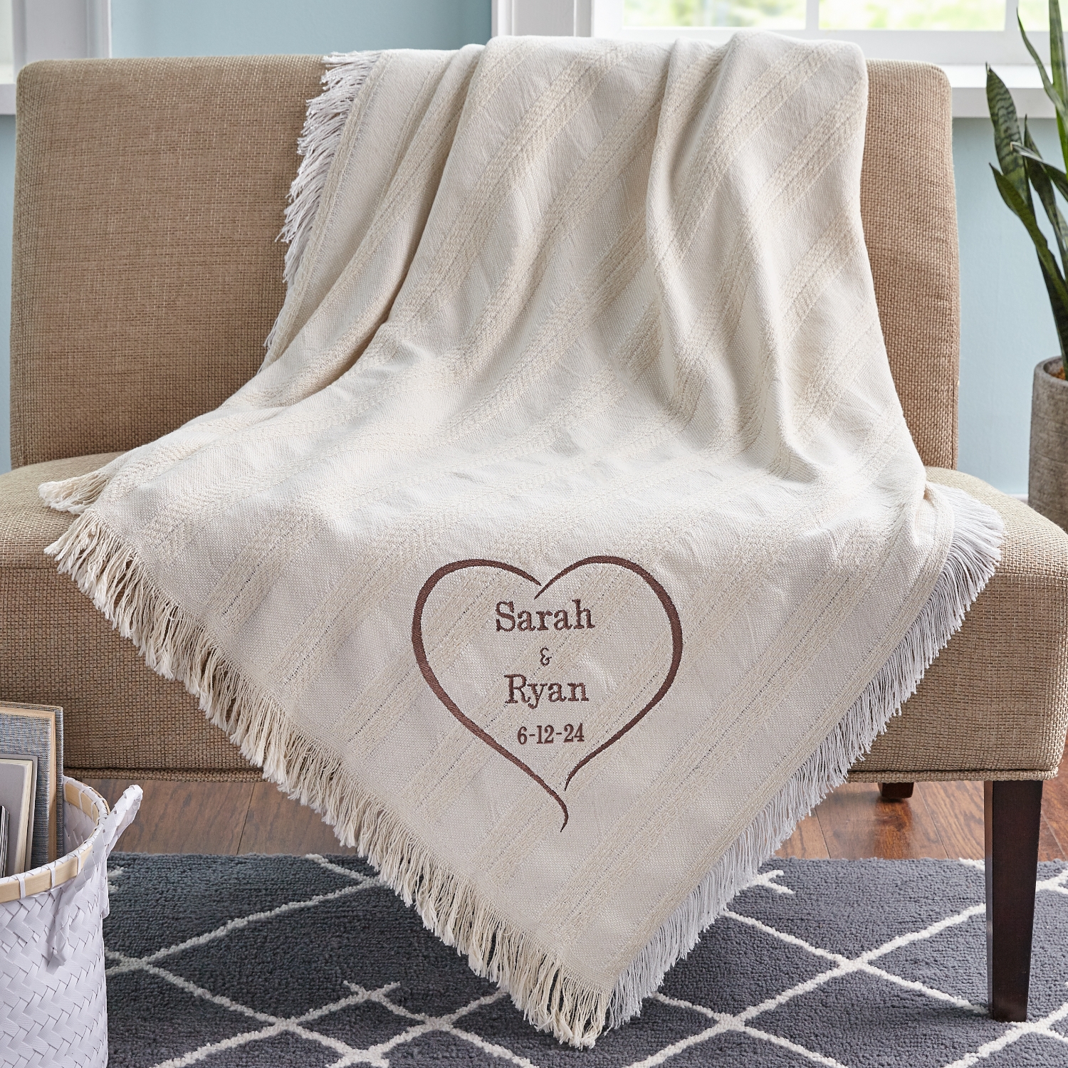 True Love Embroidered Throw