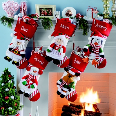 Festive Family Candy Cane Personalized Stocking