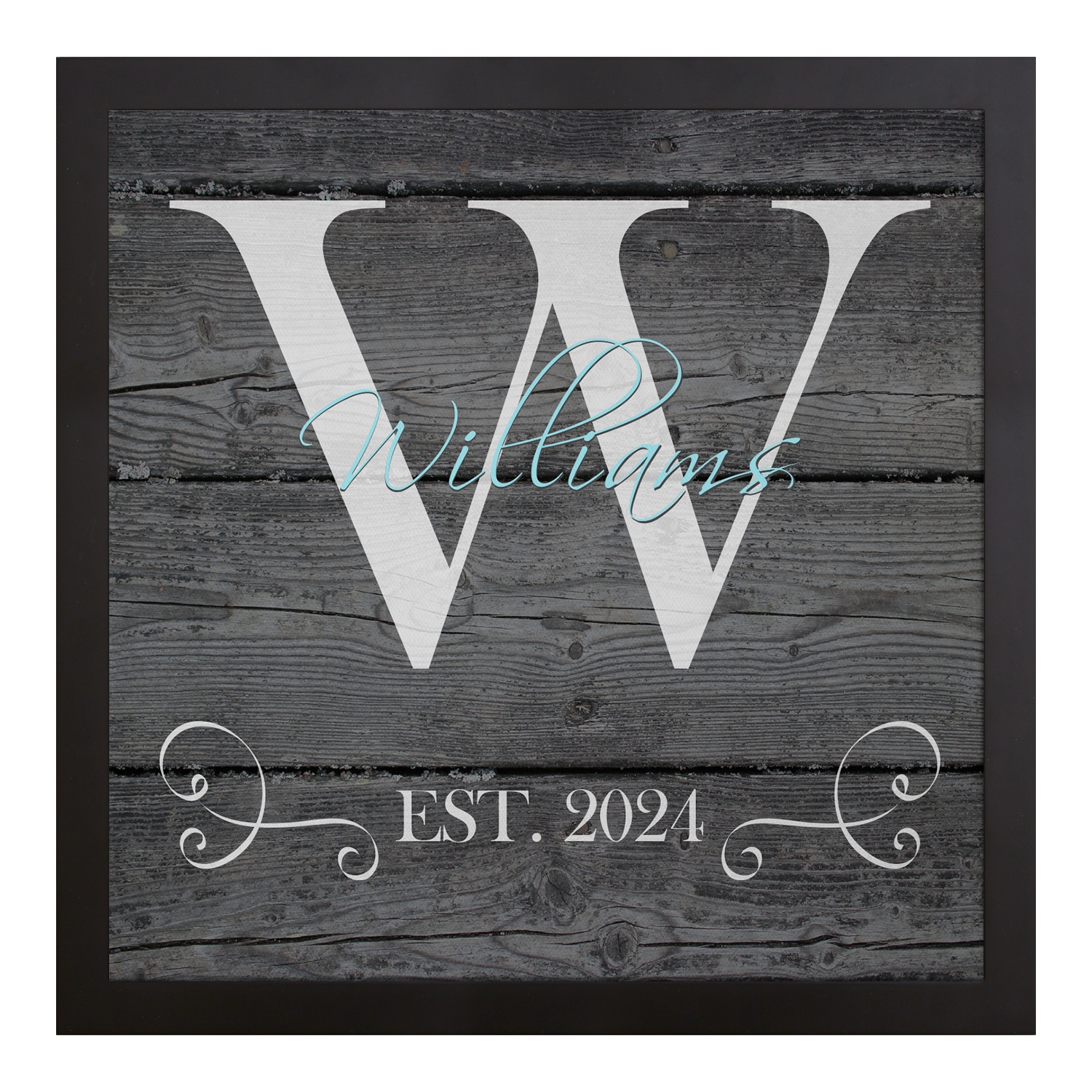 Family Initial & Name Canvas - 16x16 Gray-Framed