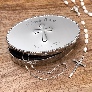 Silver Cross Personalized Memory Box