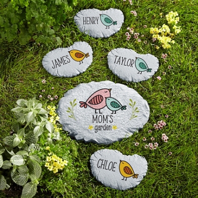 Playful Birdies Personalized Garden Stone