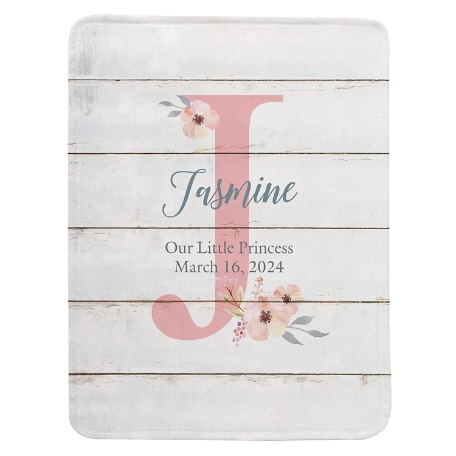 Elegant Baby Name Blanket - Floral - S
