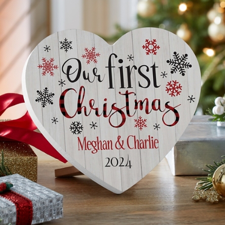 Our First Christmas Wood Heart
