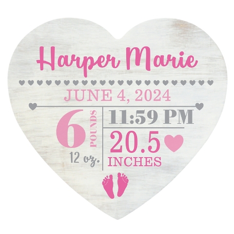 Our Little Love Wood Heart - Pink