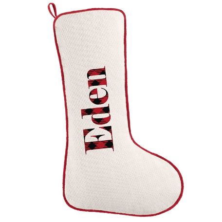 Simply Plaid Name Stocking - Red