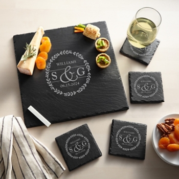 Elegant Duo Personalized Slate Entertaining 5pc Set