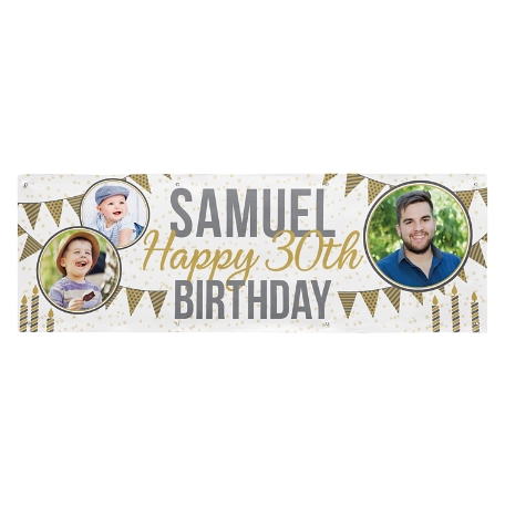 Through the Years Photo Birthday Banner - 8 ft