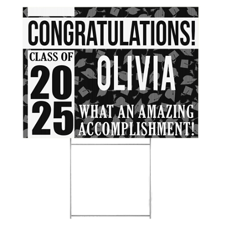 Best in Class Graduation 2 Sided Yard Sign - Black