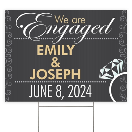 Engagement 2 Sided Yard Sign with Stake