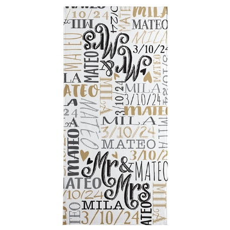 Signature Style Wedding Beach Towels-Mr/Mrs-White/Gold