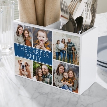 Picture-Perfect Photo Message Tile Wood Utensil Caddy