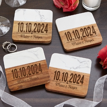 Our Perfect Day Marble Wood Coasters