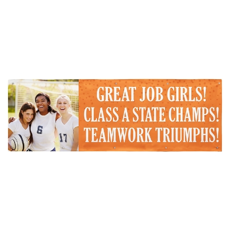 Create Your Own Banner - Photo & Message - Orange - 10 ft