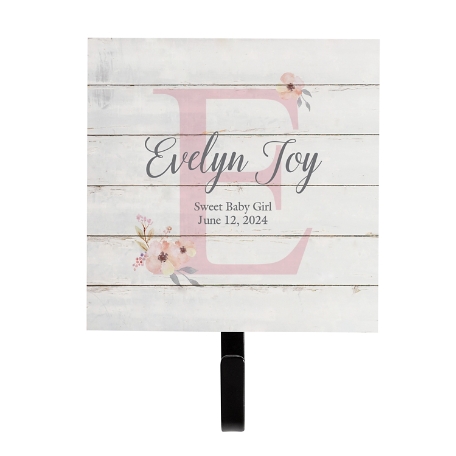Elegant Baby Name Wall Hook - Floral