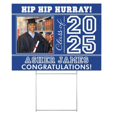 All Star Grad Photo 2- Sided Yard Sign - Blue