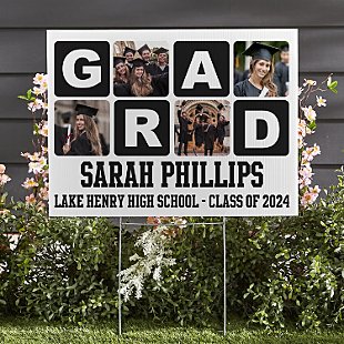 Blocks Of Color Graduation Photo Yard Sign