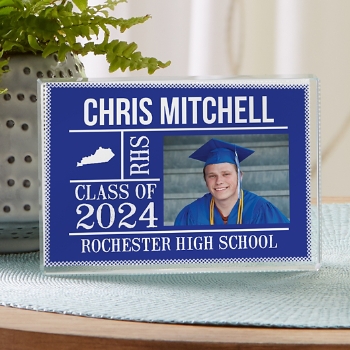 All About The Graduate Photo Glass Keepsake Block