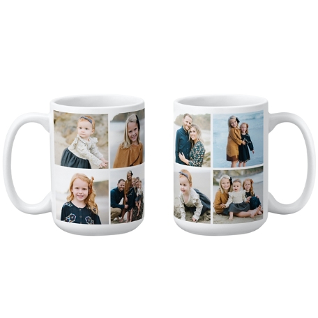 Custom Photo Tile Mug-8 Photos-15oz-White Handle