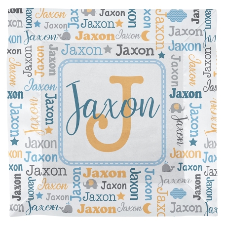 Collage Name Security Blanket - Blue