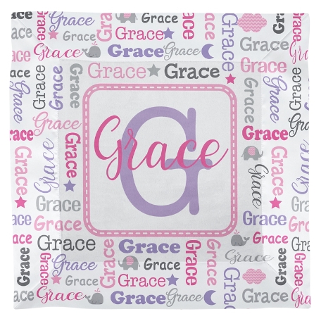 Collage Name Security Blanket - Pink