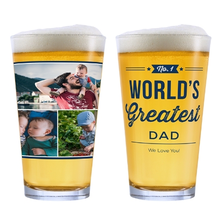 #1 Photo Message Glassware - Pint Glass - Set of 2